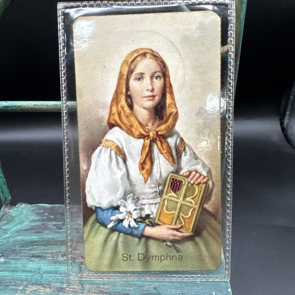 Other - VTG St. Dympha Holy Card Medal Patron Saint Anxiety Stress Mental Illness Italy